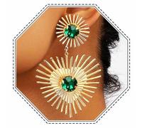 Jovono Large Geometric Earrings Gold Exaggerated Heart Dangle Earring Punk Statement Ear Accessory for Womens