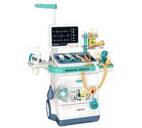 Jovow Toy Doctor Kit for Kids, Pretend Medical Station Set for Boys & Girls, 26 Accessories Mobile Cart with Lights and Thermometer, Kids Doctor Kit for Toddlers 3-5 Birthday