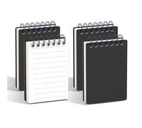 Jovrelant 4 Pcs A7 Small Notebooks, Spiral Pocket Size Notepads with Black Cover, Mini Lined Paper Notebook for School Office Supplies Business Memo