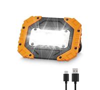 Jovrun 30W Rechargeable Work Lights, COB Floodlight Super Bright with 4 Modes, USB Battery Security Light, Portable & Waterproof Outdoor Camping Lights, Yard, Garage, Hiking, Batteries Included