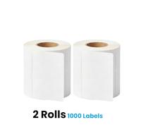 JOVS White Sticky Labels on a Roll 4x6 Thermal Labels, Pack of 2 (1000 Labels) (100 × 150 mm / 4" × 6") | White Label Stickers Roll for Direct Thermal Printers, Shipping and Address Label.