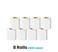 JOVS White Sticky Labels on a Roll 4x6 Thermal Labels, Pack of 8 (4000 Labels) (100 × 150 mm / 4" × 6") | White Label Stickers Roll for Direct Thermal Printers, Shipping and Address Label.