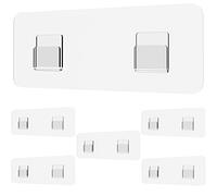 Jovware Shower Caddy Adhesive Replacement, Shower Shelf Adhesive, Shower Adhesive Strips, Adhesive Stickers Transparent 2 Flat Hooks 6 1/2" 6 Pack