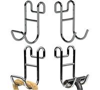 Jovware Shower Caddy Hooks, Razor Hanger for Shelf and Loofah (Silver - 2 Closed 2 Open)