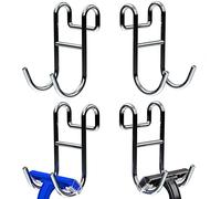 Jovware Shower Caddy with Hooks - 4 Pack Silver Razor Hanger and Loofah Holder