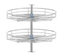 JOWBOOW 18" Chrome Corner Cabinet Lazy Susan, Full Circle Corner Cabinet Lazy Susan Replacement Shelves Rotating Rack for Upper Cabinet Kitchen