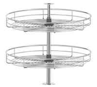 JOWBOOW 18" Chrome Corner Cabinet Lazy Susan, Full Circle Corner Cabinet Lazy Susan Replacement Shelves Rotating Rack for Upper Cabinet Kitchen