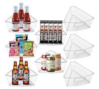 JOWBOOW Lazy Susan Organizer Bins for 28” Diameter Full Circle Corner Lazy Susan Turntable for Cabinet, 8 Pack, Clear Plastic Rotating Cabinet and Pantry Storage Bins, 1/8 Wedge-Food Safe, BPA Free