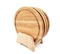 JOWE Round Wooden Kitchen Chopping Board in Oak | Oak Wooden Snack Board 25x25 cm | Round Chopping Board, Set of 4 Pieces