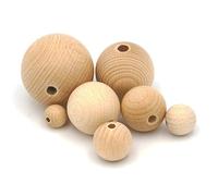 JOWE Wooden Balls 50 mm for Crafts 15 pcs | Wooden Craft Balls 5 cm with Holes in Beech | Made in Austria