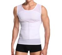Joweechy Men Slimming Body Shaper Compression Vest Tummy Control Shapewear Undershirt Girdle Waist Tainer Belt Tank Top White,XXL