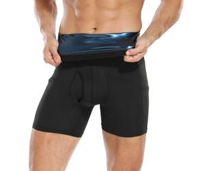 Joweechy Mens Boxers Black High Waisted Tummy Control Shapewear Slimming Body Shaper Sauna Sweat Shorts underwear Briefs with Fly Pouch