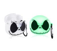 Jowhep Case for AirPod Pro 2019 Cartoon Design Cute Silicone Cover with Keychain Fashion Funny Soft Protective Skin for Air Pods Pro Girls Boys Kids Shell Cases for AirPods Pro Luminous Skull
