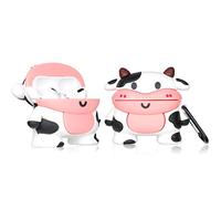 Jowhep Case for AirPod Pro 2019/Pro 2 Gen 2022 Cartoon Cute Kawaii 3D Silicone Cover Keychain Funny Animal Soft Protective for Air Pods Pro Girls Kids Women Shell Cases for AirPods Pro (Smile Cow)