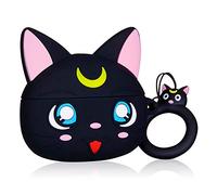 Jowhep Case for AirPod Pro/3 Cartoon Design Cute Silicone Cover with Keychain Fashion Funny Shockproof Soft Protective Skin for Air Pods Pro Girls Boys Kawaii Shell Cases for AirPods 3 Black Luna Cat