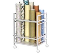 Jowkou Blueprint Storage Rack Cart, 12-Slot Blueprint Holder with Wheels, Construction Plan Map Holder, Blue Print Storage Organiser Table, White