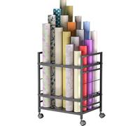 Jowkou Blueprint Storage Rack Cart with Wheels, 20-Slot Blueprint Holder, Construction Plan Map Holder, Blueprint Storage Organiser Table, Black