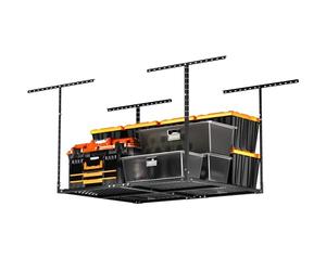 Jowkou Garage Ceiling Storage Rack, 3x4ft Overhead Storage System, Heavy-Duty Steel Hanging Rack Holds 180kg for Garage Organisation, Adjustable Loft Shelving, Easy DIY Install, Black