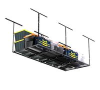 Jowkou Garage Ceiling Storage Rack, 3x8ft Overhead Storage System, Heavy-Duty Steel Hanging Rack Holds 270kg for Garage Organisation, Adjustable Loft Shelving, Easy DIY Install, Black