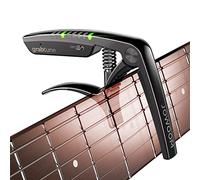 JOWOOM Grabtune Acoustic Guitar Capo-Tuner | 2 In 1 Equipment | Precise and Accurate Tuning System | Full Color LED Edge Lighting Display | USB Rechargeable Battery | Chrome Plating (Black)