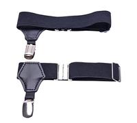 Jowowha 2pcs Mens Adjustable Elastic Sock Garters Metal Clips Sock Suspenders Holders Black One Size
