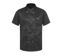Jowowha Chef Jacket Chef Coat Unisex Men Women Double-Breasted Short Sleeve Restaurant Kitchen Cooking Hotel Uniform 04#Black L