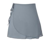 Jowowha Girls Women Basic Chiffon Ballet Dance Wrap Around Skirt Gymnastics Skate Leotards Tutu Skirt with Adjustable Waist Tie Gray C One Size