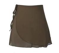Jowowha Girls Women Basic Chiffon Ballet Dance Wrap Around Skirt Gymnastics Skate Leotards Tutu Skirt with Adjustable Waist Tie Light Brown C One Size