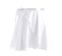 Jowowha Girls Women Basic Chiffon Ballet Dance Wrap Around Skirt Gymnastics Skate Leotards Tutu Skirt with Adjustable Waist Tie White One Size