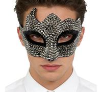 Jowowha Masquerade Rhinestones Half Face Mask for Men Women Elegant Adornment Ball Accessory for Dance Party Coffee Horn Type One Size