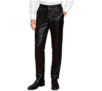 Jowowha Men Night Club Sequin Pants Sparkly Straight Leg Trousers Metallic Shiny Suit Trouser for Circus Acts