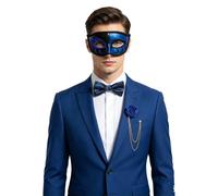Jowowha Unisex Masquerade Mask Mardi Gras Cosplay Mask | Masquerade Mask Set,Corsage Chain,Bow Tie,Classic Luxurious Design,Wide Application for Various Occasions,Mardi Gras Costume