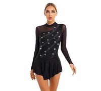Jowowha Women's Figure Skating Dress Shiny Rhinestone Dance Costumes Majorette Dance Uniform Ballet Leotard Dress
