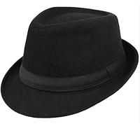 JowTreex Classic Fedoras Hats Short Brim Panama Jazz Hat Trilby Fedora Hat for Men Women Costume Accessories (Medium, Black/Broadband)