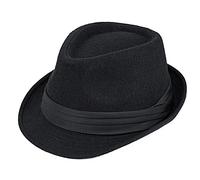 JowTreex Classic Fedoras Hats Short Brim Panama Jazz Hat Trilby Fedora Hat for Men Women Costume Accessories (Medium, Black/Tri-fold Strap)