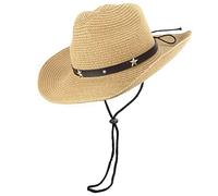 JowTreex Straw Cowboy Hat for Women and Men, Summer-Beach-Panama Shapeable Floppy Sun-Hat Wide Brim Fedora Beach Hat (as8, Alpha, one_Size, Standard, Khaki)