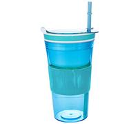 JowTreex Travel Snack & Drink Cup with Straw - Cereal On The Go Cups Breakfast Drink Cups Portable 2 in 1 Food Container Pot (One Size, Blue)