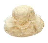 JowTreex Women's Organza Sun Hat Fascinator Tea-Party-Hat Church Bolwer for Wedding Beach Yellow
