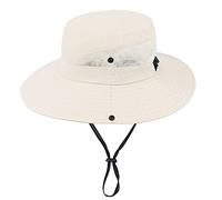 JowTreex Women's Ponytail Sun Hat Outdoor UV Protection Bucket Hat Foldable Mesh Wide Brim Beach Fishing Hat (as8, Alpha, one_Size, Beige, Medium)