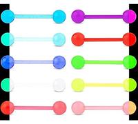 10pcs Tongue Rings Acrylic Tongue Bars Tongue Piercing Bars for Night Plastic Tongue Barbells Nice Processed Jewelry Gift