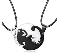 Jowxsx Couple Necklaces Matching Round Necklaces Cat Shaped Puzzle Pendant Necklaces Set Birthday Christmas Day Gifts for Lover Valentine Birthday