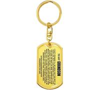 Jowxsx To My Grandson Keychain Stainless Steel Keychain Keys 2023 Ring Chain Keyring Chains O0D1 Key Accessories Key From Grandma Grandpa Inspirational Keyring for Grandson Personalized Keychain