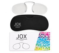 JOX Air Oval Reading Glasses That Stick to Your Phone | Nose Clip Readers with Adhesive Silicone Case | Blue Light Filter & UV400 | Reinforced Metal Frame