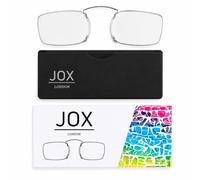 JOX Air Rect Reading Glasses That Stick to Your Phone | Nose Clip Readers with Slim Adhesive Silicone Case | Blue Light Filter & UV400 | Reinforced Metal Frame