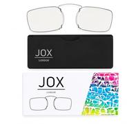 JOX Air Rect Reading Glasses That Stick to Your Phone | Nose Clip Readers with Slim Adhesive Silicone Case | Blue Light Filter & UV400 | Reinforced Metal Frame