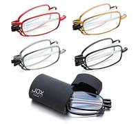 JOX Folding Reading Glasses, With Flip Case, Portable Mini Reading Glasses, Compact pocket reading glasses for Men and Women (Gun Metal, 2.5)