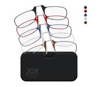 JOX Nose Reading Glasses with Compact Case - Slim Nose Reading Glasses to stick on the mobile phone - Flex-Fit Technology - Unmatched Clarity and Comfort for Your Reading Needs (Blue, 3, Dioptres)