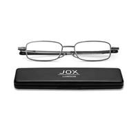 JOX Ultra Thin Folding Reading Glasses - Lightweight, Compact, and Premium Quality with Flat Hard Case - Ideal for Pocket, Travel and Everyday Use (Gun Metal, 2, Dioptres)