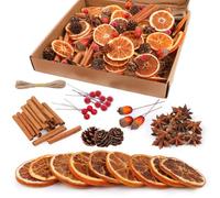 Joxessaien 230 Pcs Christmas Wreath Decoration Set - Dried Orange, Cinnamon, Star Anise, Foam & Artificial Berries, Pine Cones & Jute Twine