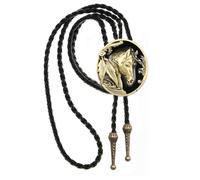 Joxevyia Bolo Tie for Men Vintage Cow Skull Leather Rope Western Cowboy Necktie Vintage Bola Tie Gift for Him, Horse Bolo Tie-gold, common
